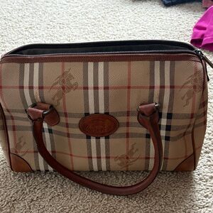 Vintage Burberry Beige and Brown Plaid (check) Handbag